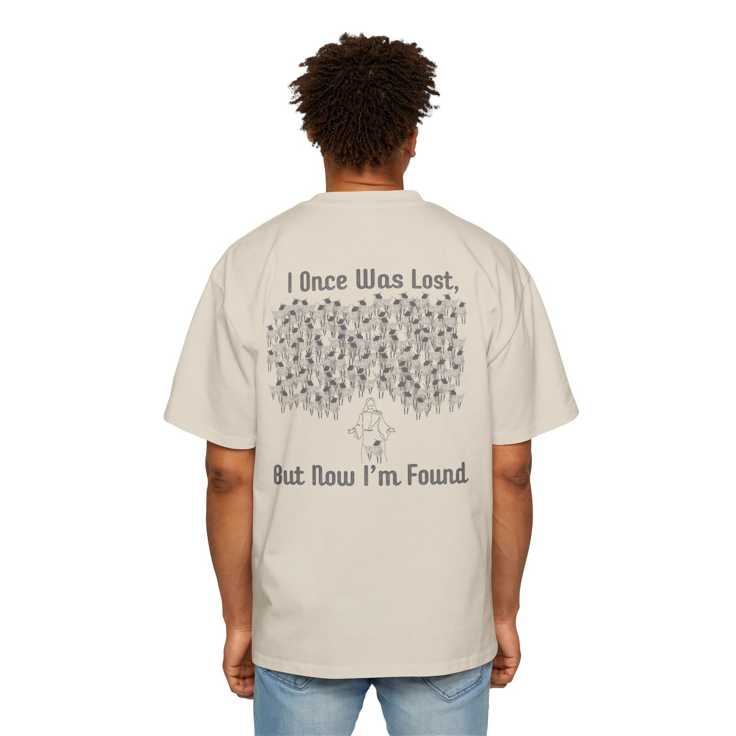 Graphic Tee — "I Once Was Lost, But Now I'm Found" Oversized Inspirational T-Shirt